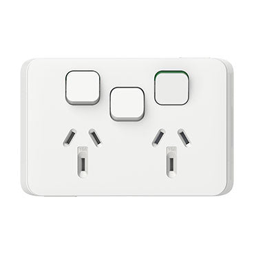 Clipsal Iconic 3025XA-VW | 10 AMP Double Power Point Extra Switch | Vivid White