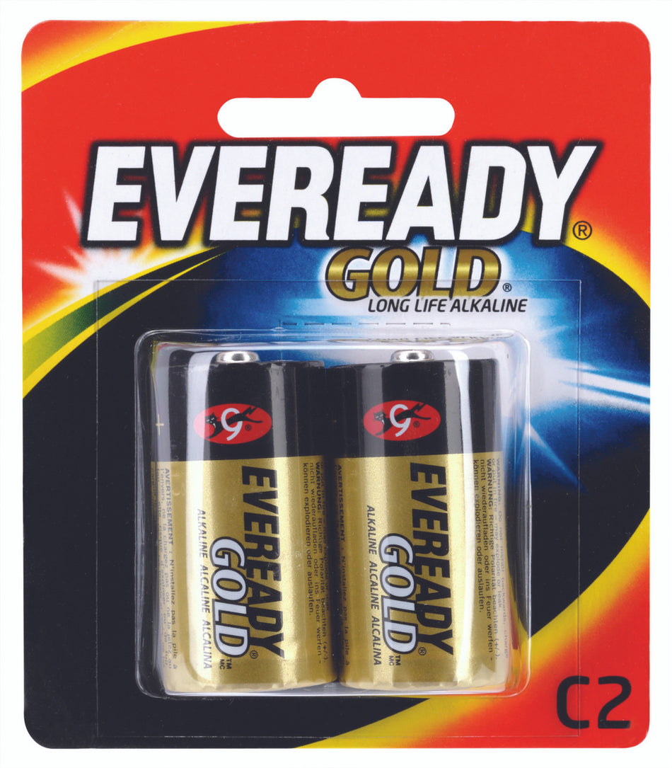 Eveready Gold A95BP2 1.5V Alkaline C Battery - 2 Pack