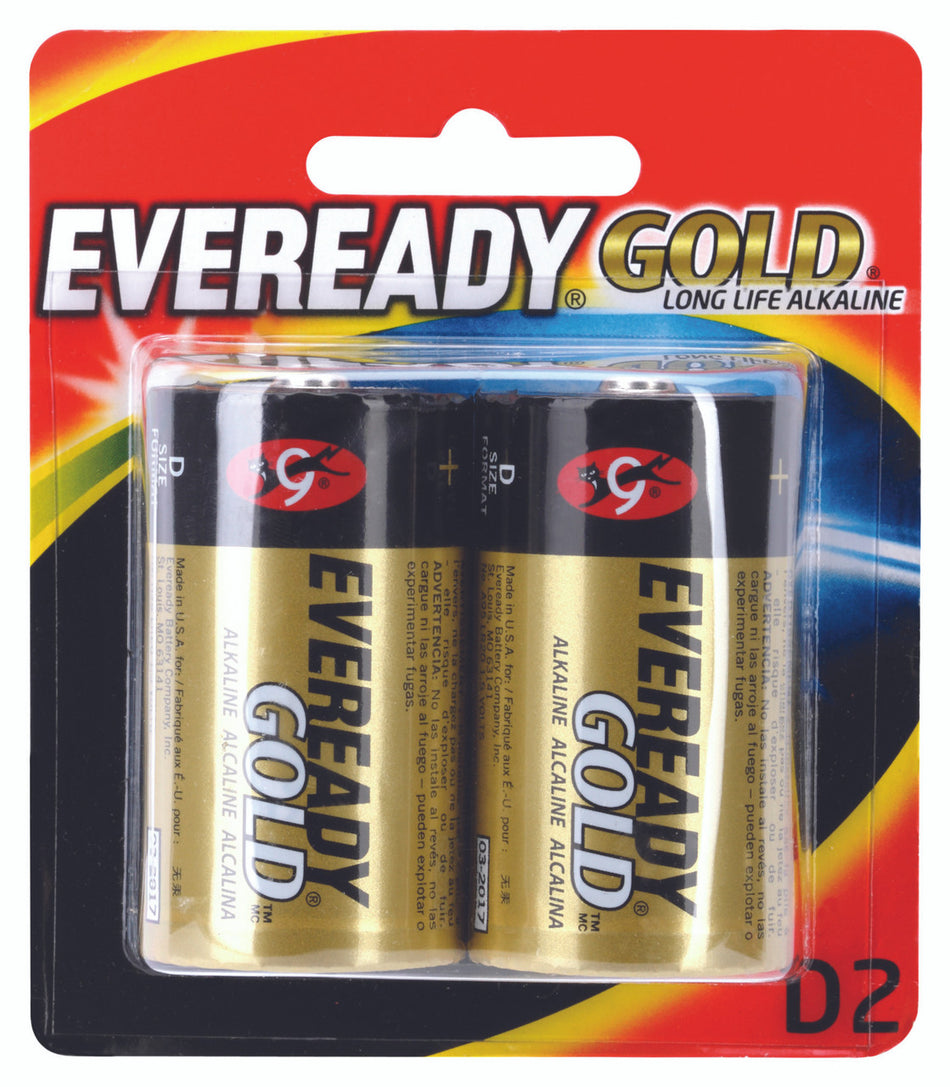 Eveready Gold A95BP2 1.5V Alkaline D Battery - 2 Pack