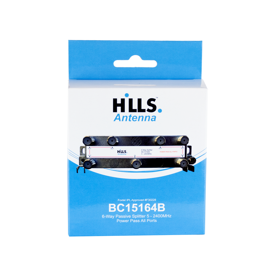 Hills Antenna BC15164B 6-Way Passive Splitter - Display Box