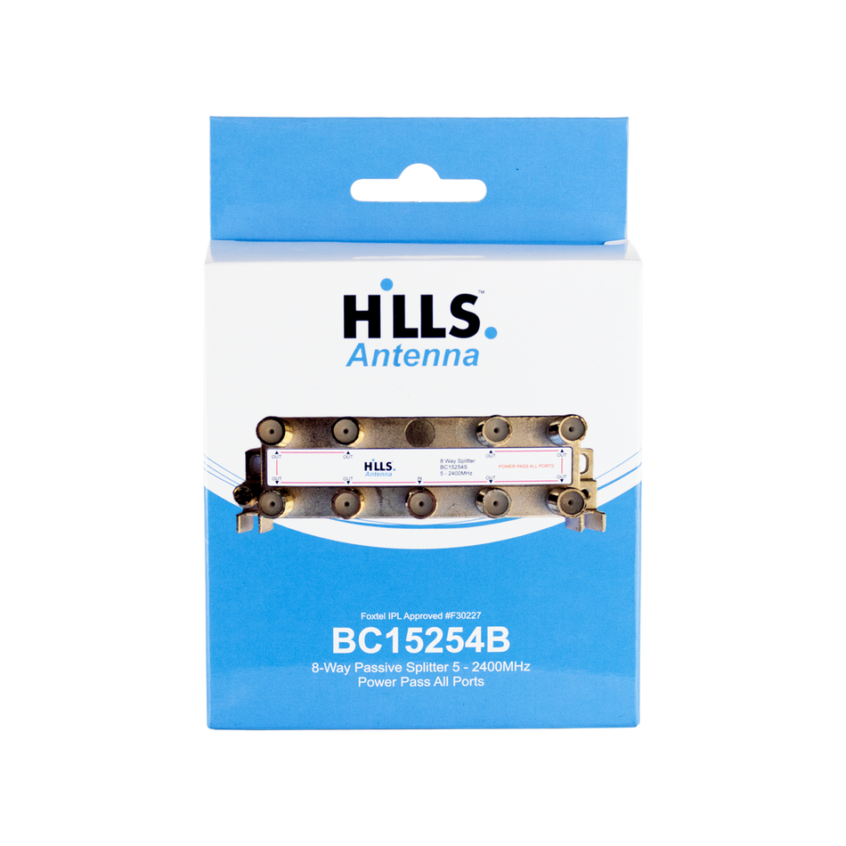 Hills Antenna BC15254B 8-Way Passive Splitter - Display Box