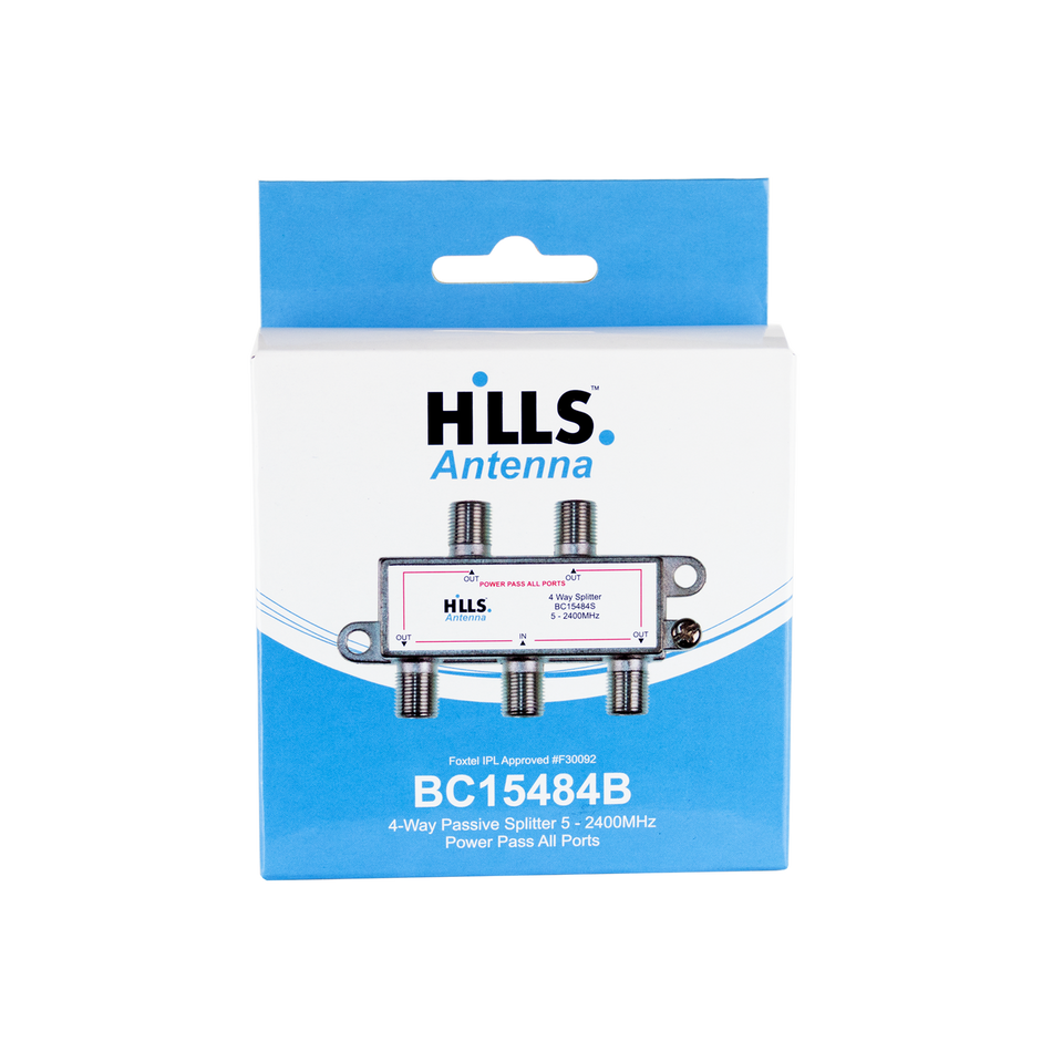 Hills Antenna BC15484B 4-Way Passive Splitter - Display Box