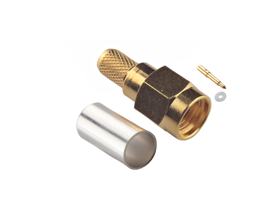 Hills Antenna SMA Connector Male Crimp for RG-58 Mini Cable - Gold Plated Body