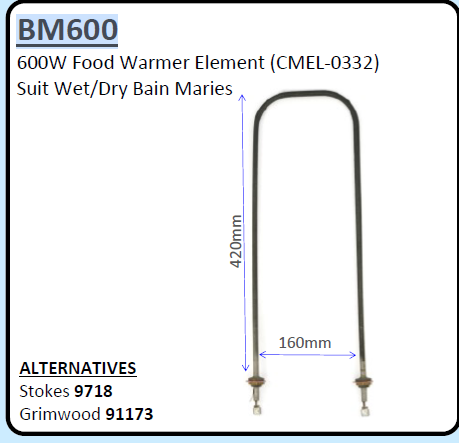 600W 240V Bain Marie Element (CMEL-0332)