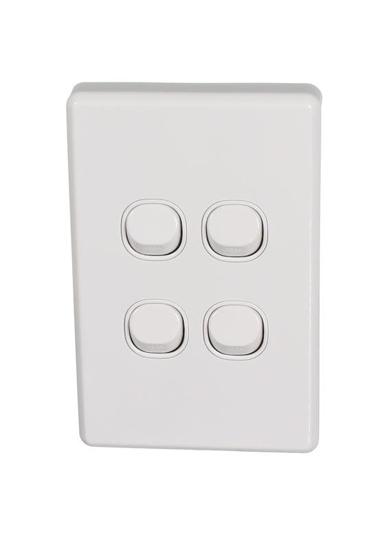 Clipsal Classic C2034VA-WE | 4 Gang Switch 10AMP | White Electric