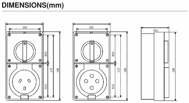 5 Round Pins Switched Socket