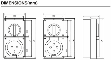 5 Round Pins Switched Socket