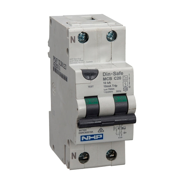 NHP DIN-T Residual Current Device Short Body w/ Overcurrent 10kA 6A 1Pole and N C Curve 30mA Type A***EMAIL/TEXT FOR PRICING***
