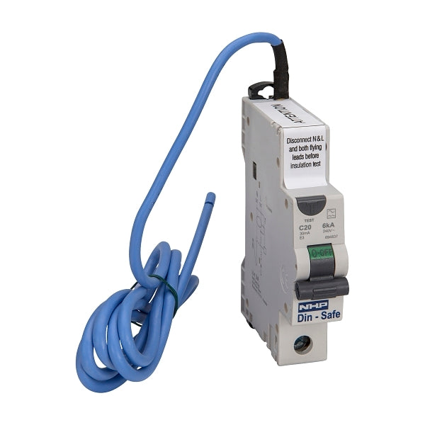 NHP DIN-T Residual Current Device Short Body w/ Overcurrent 6kA 20A 1Pole and N C Curve 10mA Type A***EMAIL/TEXT FOR PRICING***