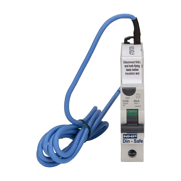 NHP DIN-T Residual Current Device Short Body w/ Overcurrent 6kA 20A 1Pole and N C Curve 30mA Type A***EMAIL/TEXT FOR PRICING***