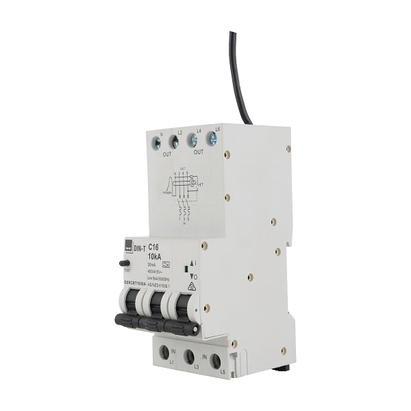NHP DIN-T Residual Current Device Long Body w/ Overcurrent 10kA 50A 3Pole and N C Curve 100mA Type A***EMAIL/TEXT FOR PRICING***