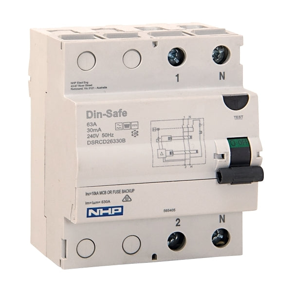 NHP DIN-T Residual Current Circuit Breaker RCCB 1Pole and Neutral 63A 30mA Type B***EMAIL/TEXT FOR PRICING***