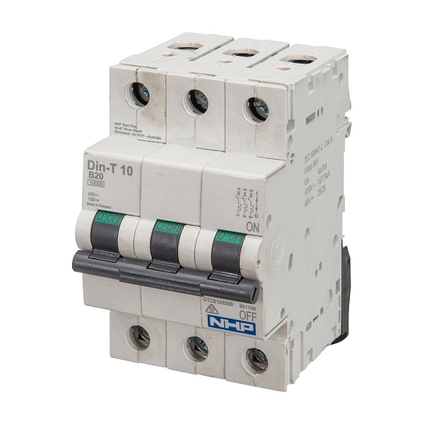 NHP DIN-T Miniature Circuit Breaker 10kA 3Pole 10A B Curve***EMAIL/TEXT FOR PRICING***