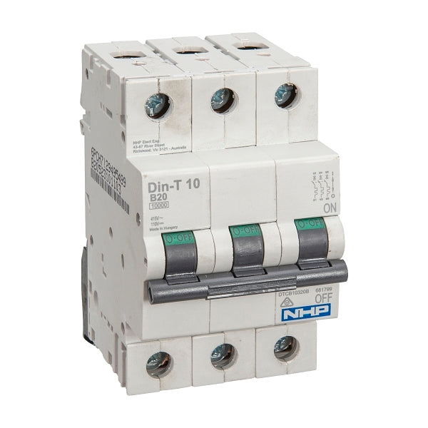 NHP DIN-T Miniature Circuit Breaker 10kA 3Pole 20A B Curve***EMAIL/TEXT FOR PRICING***