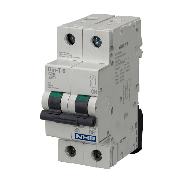 NHP DIN-T Miniature Circuit Breaker 6kA 2Pole 2A C Curve***EMAIL/TEXT FOR PRICING***