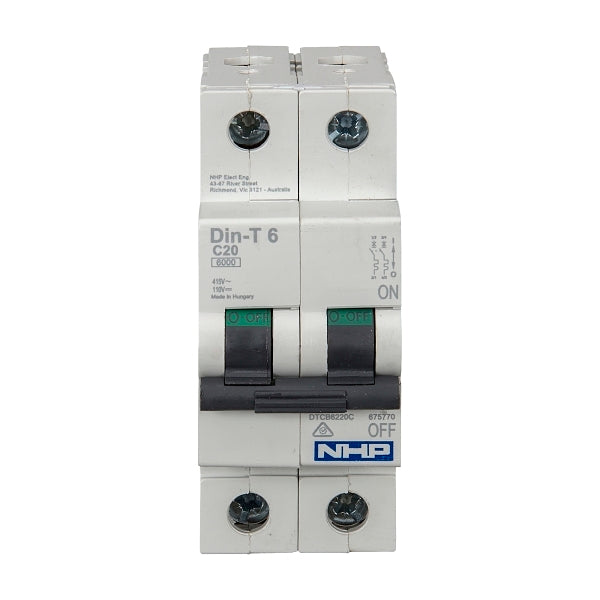 NHP DIN-T Miniature Circuit Breaker 6kA 2Pole 10A C Curve***EMAIL/TEXT FOR PRICING***