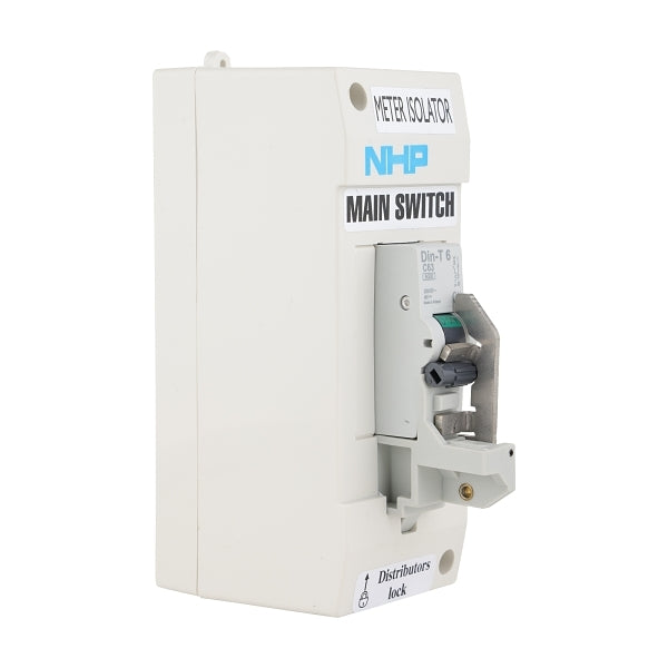 NHP DIN-T Meter Isolator Pole Cover 2 Way Din T and 1Pole 63A 10kA MCB C Curve LOCKDIN***EMAIL/TEXT FOR PRICING***