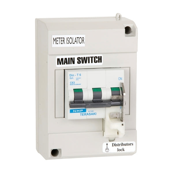 NHP DIN-T Meter Isolator Pole Cover 2 Way Din T and 1Pole 63A 6kA MCB C Curve LOCKDIN***EMAIL/TEXT FOR PRICING***