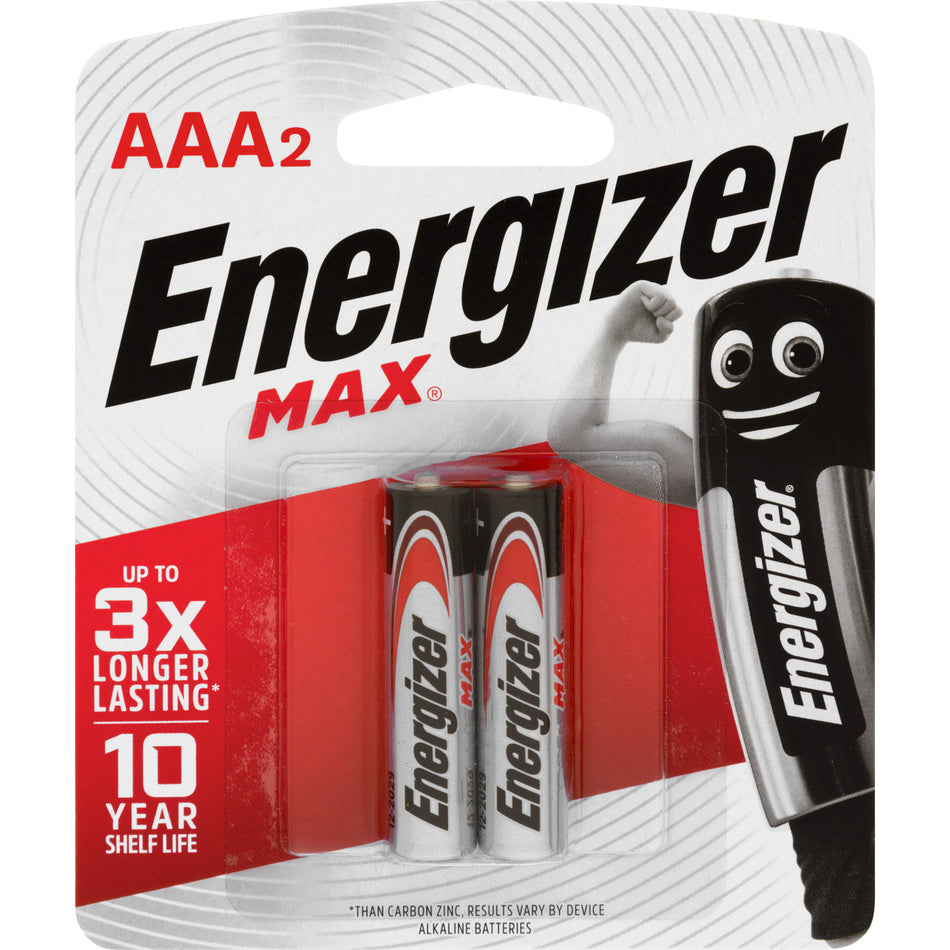 Energizer Max E92BP2T 1.5V Alkaline AAA Battery - 2 Pack