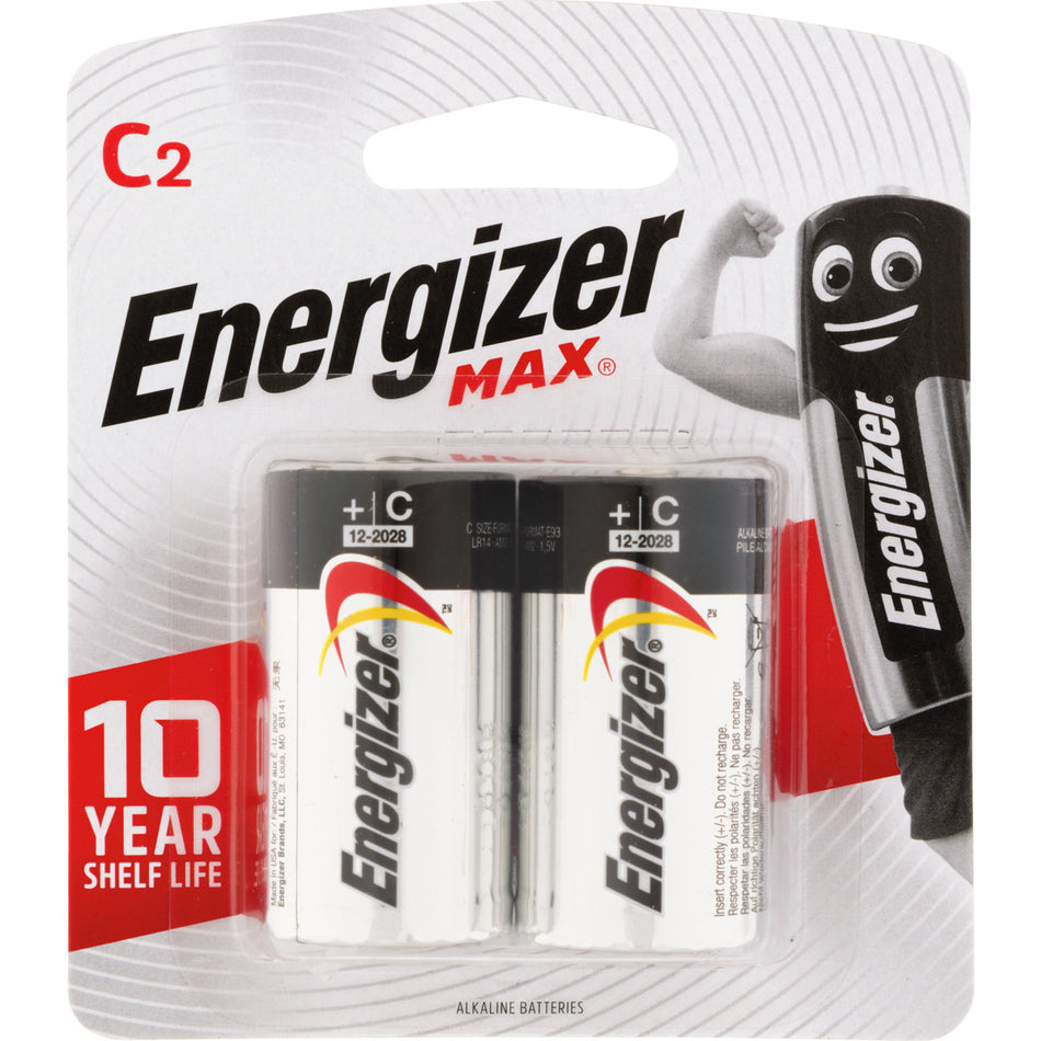 Energizer Max E93BP2T 1.5V Alkaline C Battery - 2 Pack