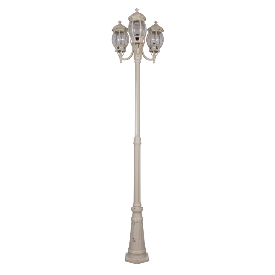 Vienna Three Head Curved Arm Tall Post Light Beige