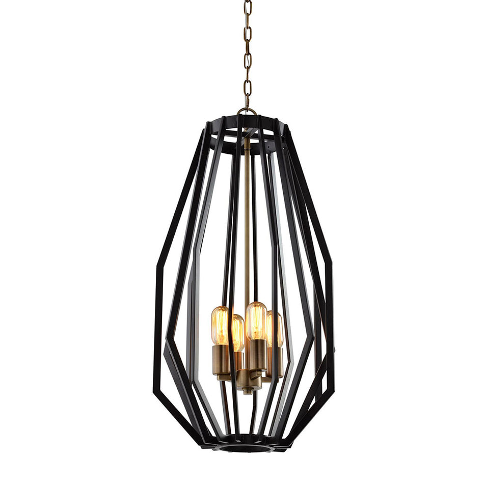 Narrow Angular Cage 5 Light Pendant Oiled Bronze