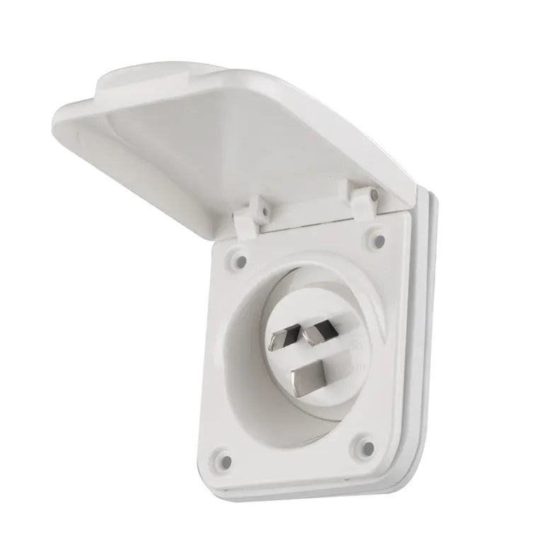 NLS 30790 | Weatherproof Inlet 15 Amp White IP44 | Caravan Inlet