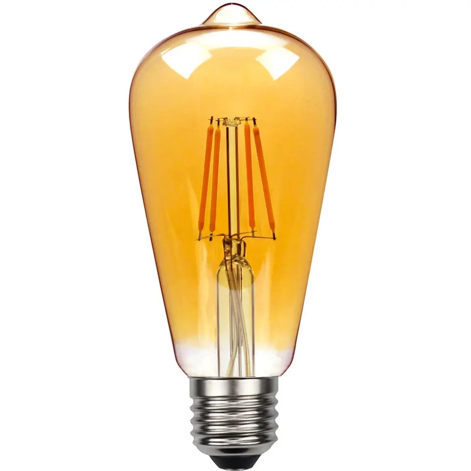 NLS 10107 | Led Lamp 6W BC ST58 Amber Glass Warm White 600lm