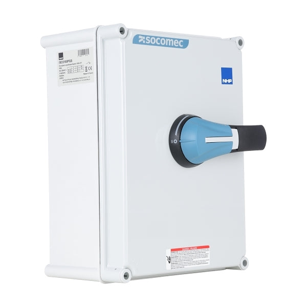 Socomec ISO Enclosed Isolator, IP 65 Plastic Grey, Handle - Blue, 3P 125A***EMAIL/TEXT FOR PRICING***