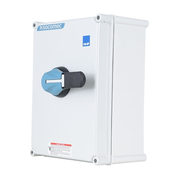 Socomec ISO Enclosed Isolator, IP 65 Plastic Grey, Handle - Blue, 3P 160A***EMAIL/TEXT FOR PRICING***