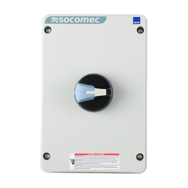 Socomec ISO Enclosed Isolator, IP 65 Aluminium Grey, Handle - Blue, 3P 63A***EMAIL/TEXT FOR PRICING***