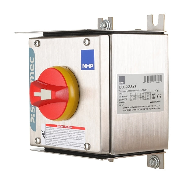 Socomec ISO Enclosed Isolator, IP 65 Stainless Steel, Handle - Red, 4P 63A***EMAIL/TEXT FOR PRICING***