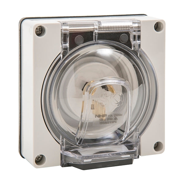 NHP ISO Appliance Inlet, 3 Flat Pins 15A 250V AC, w/o Base, Grey***EMAIL/TEXT FOR PRICING***