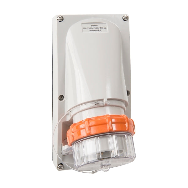 NHP ISO Appliance Inlet, 3 Round Pins 20A 250V AC, without Base, Grey***EMAIL/TEXT FOR PRICING***