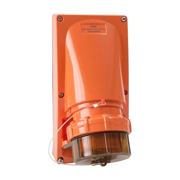 NHP ISO Appliance Inlet, 3 Round Pins 20A 250V AC, without Base, Resistant Orange***EMAIL/TEXT FOR PRICING***
