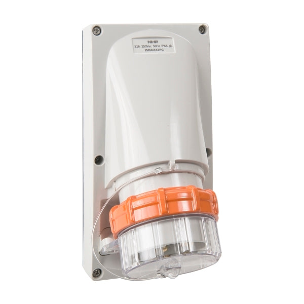 NHP ISO Appliance Inlet, 3 Round Pins 32A 250V AC, without Base, Grey***EMAIL/TEXT FOR PRICING***