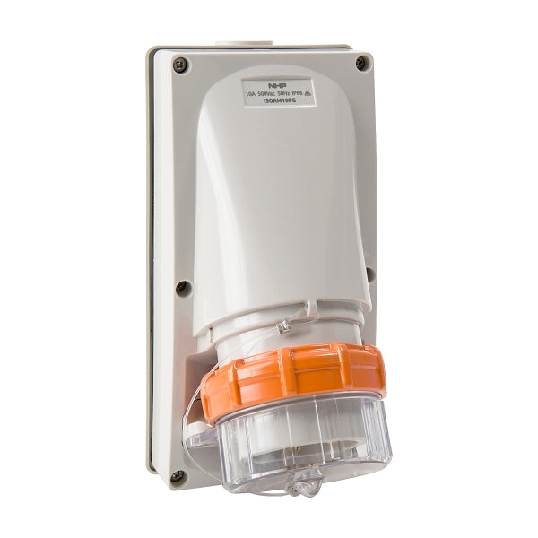 NHP ISO Appliance Inlet, 4 Round Pins 10A 500V AC, with Base 38mm, Grey***EMAIL/TEXT FOR PRICING***