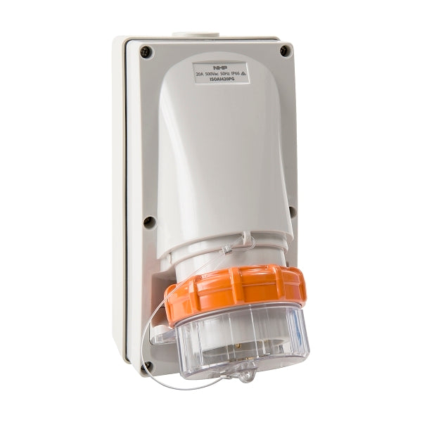 NHP ISO Appliance Inlet, 4 Round Pins 20A 500V AC, with Base 38mm***EMAIL/TEXT FOR PRICING***