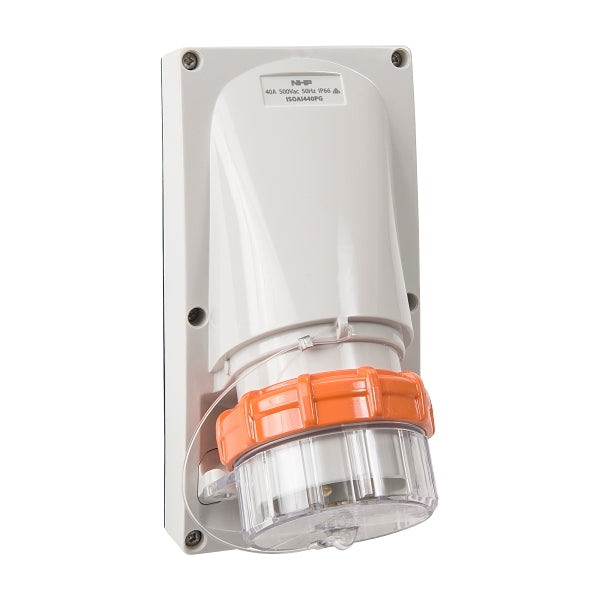 NHP ISO Appliance Inlet, 4 Round Pins 40A 500V AC, without Base, Grey***EMAIL/TEXT FOR PRICING***