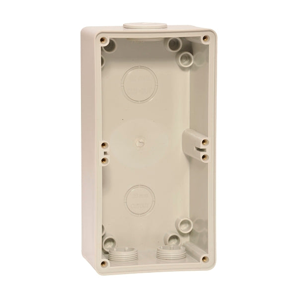 NHP ISO Back Box/Base, 2 Gang (1 x 2) - Large 63mm depth, Grey***EMAIL/TEXT FOR PRICING***