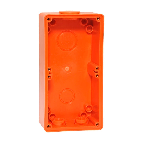 NHP ISO Back Box/Base, 2 Gang (1 x 2) - Large 63mm depth, Resistant Orange***EMAIL/TEXT FOR PRICING***