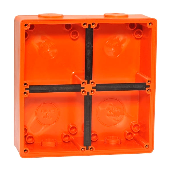 NHP ISO Back Box/Base, 4 Gang (2 x 2) - Large 63mm depth, Resistant Orange***EMAIL/TEXT FOR PRICING***