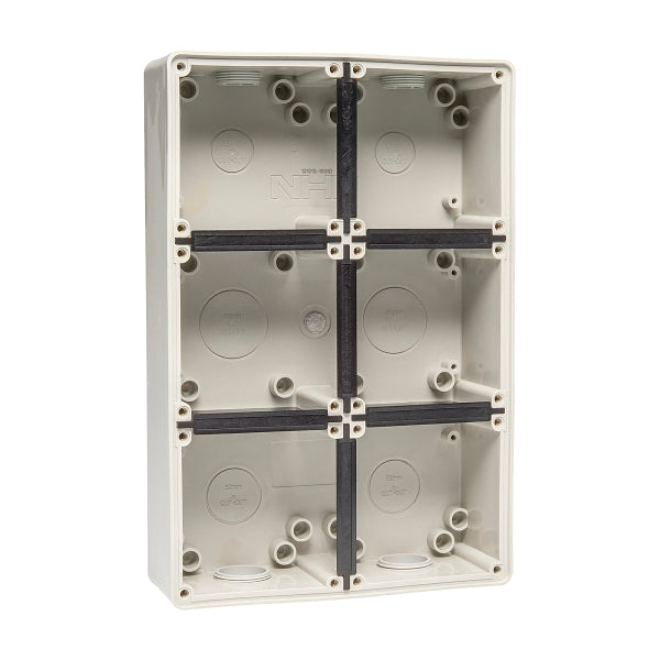 NHP ISO Back Box/Base, 6 Gang (2 x 3) - Large 63mm depth, Grey***EMAIL/TEXT FOR PRICING***