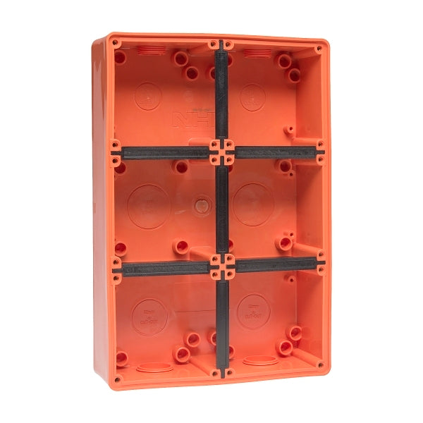 NHP ISO Back Box/Base, 6 Gang (2 x 3) - Large 63mm depth, Resistant Orange***EMAIL/TEXT FOR PRICING***
