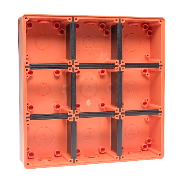 NHP ISO Back Box/Base, 9 Gang (3 x 3) - Large 63mm depth, Resistant Orange***EMAIL/TEXT FOR PRICING***