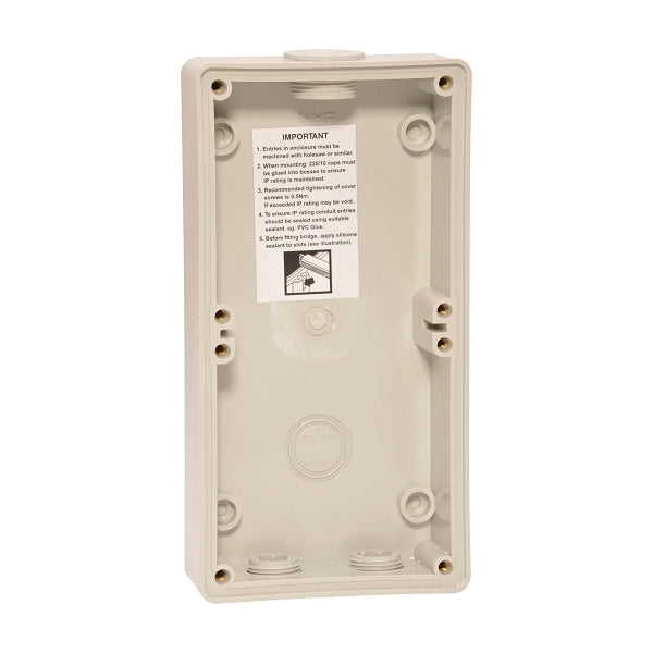 NHP ISO Back Box/Base, 2 Gang (1 x 2) - Shallow 38mm depth, Grey***EMAIL/TEXT FOR PRICING***