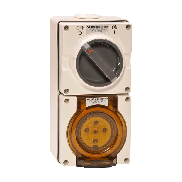 NHP ISO Switched Socket Outlet, 5 Round Pins 10A 500V AC, with Base, RW***EMAIL/TEXT FOR PRICING***