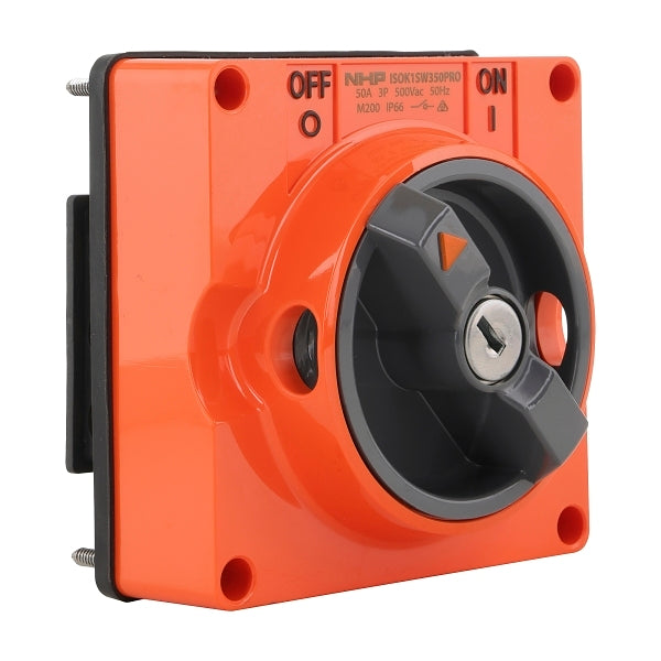 NHP ISO Surface Switch - Key, Lock in OFF, 3 Pole 50A 500V AC, w/o Base, Resistant Orange***EMAIL/TEXT FOR PRICING***