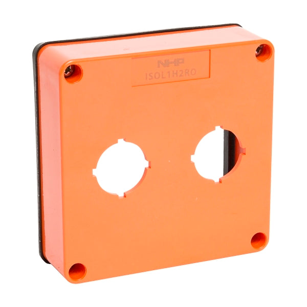 NHP ISO Cover - Cutout (2 x 22 5mm), 1 Gang - Shallow D38mm, Resistant Oange***EMAIL/TEXT FOR PRICING***