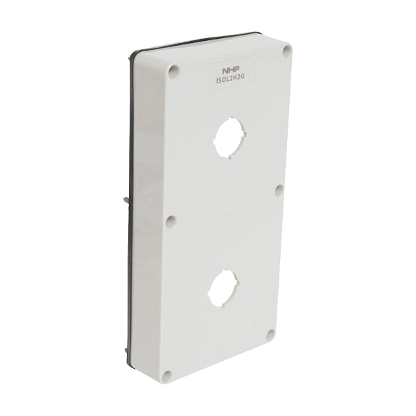 NHP ISO Cover - Cutout (2 x 22 5mm), 2 Gang - Shallow D38mm, Grey***EMAIL/TEXT FOR PRICING***